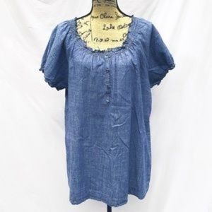 Chambray Smocked Peasant Top | Merona | 2X